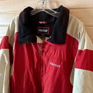 Marmot Red Beige Waterproof Jacket Size XL Pre Cip Colorblock Outdoor Camping